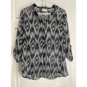 Chico’s black and sheer print blouse size M